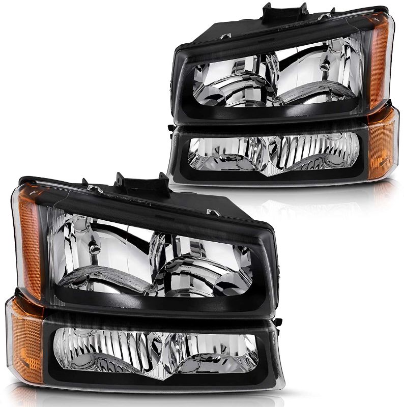 Photo 1 of DWVO Headlights Assembly Compatible with 2003-2006 Chevy Silverado Avalanche 1500 2500 3500 (Black Housing Clear Lens)
