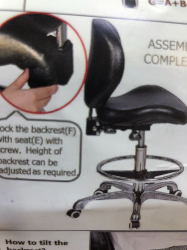 Photo 1 of black leather stool chair 