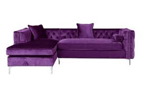 Photo 1 of Bosch Collection FSA2584-AC 102" Left Facing Sectional Sofa with Throw Pillows Included, Chrome Y-Shaped Legs, Nail Head Trim, High Density Foam Filled Cushion and Velvet Fabric Upholstery in Purple Color....... (1 OF 2)!!!!!!!!
