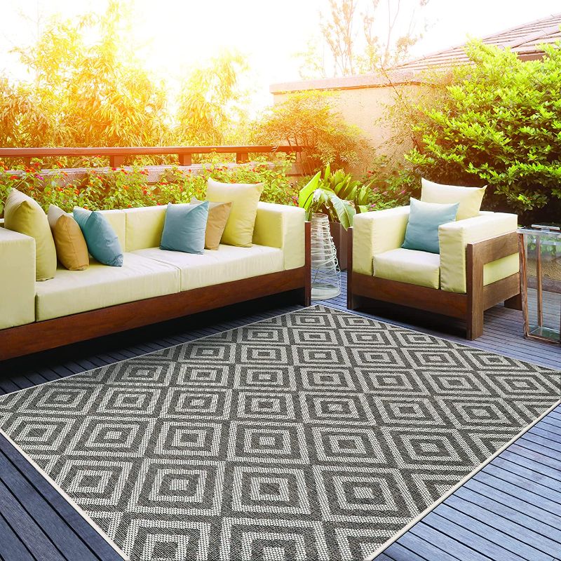 Photo 1 of FirsTime & Co. Taupe Sierra Geometric Indoor Outdoor Area Rug, 5 ft x 8 ft x 0.2
