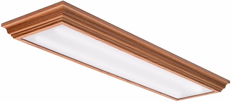 Photo 1 of Lithonia Lighting FMFL 30840 CAML OA 4-Foot LED Cambridge Linear Flush Mount, 2800 Lumens, 120 Volts, 35 Watts, Damp Listed, Oak
