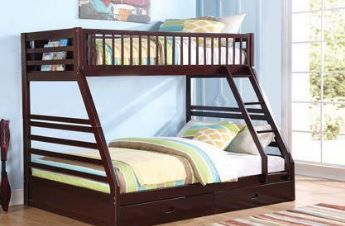 Photo 1 of ACME Jason Twin Over Queen Wood Bunk Bed, Espresso
