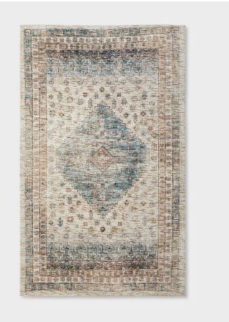 Photo 1 of 3'x5' Light Distressed Diamond Persian Style Rug Neutral - Threshold designed wi
