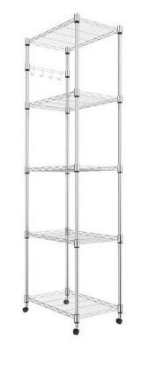 Photo 1 of Hifashion 5 Tier Wire Shelving Rack Shelving Units Kitchen Balcony Living Room Steel shelf Rack Storage with Wheels 23 x 14 x 72inch Silver
