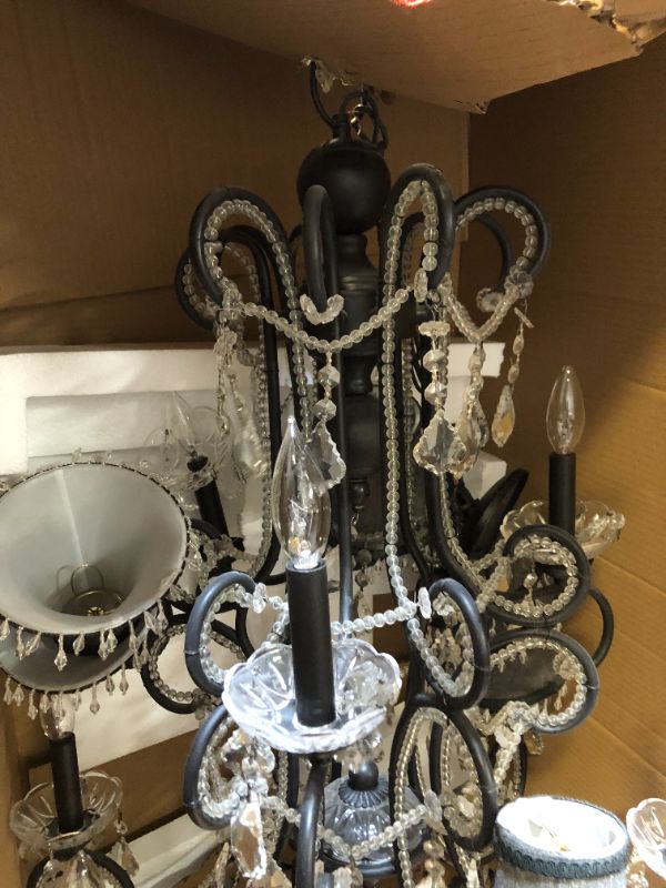 Photo 7 of 3 tier chandelier with beads and lamp shades large one and small one 2 pcs 