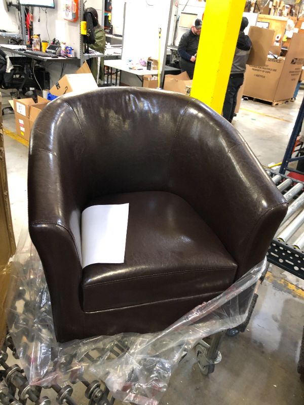 Photo 2 of  Upholstered Chair: Linon Simon Barrel Chair - Brown