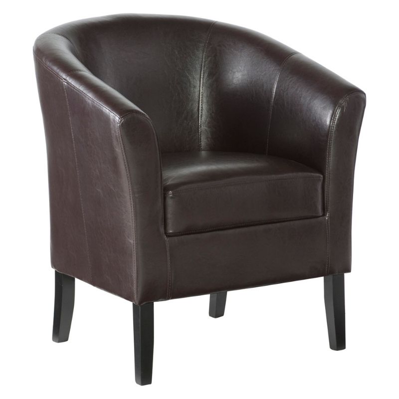 Photo 1 of  Upholstered Chair: Linon Simon Barrel Chair - Brown