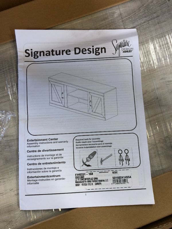 Photo 5 of Bellaby Large TV Stand for TVs up to 56" with Fireplace Option Whitewash - Signature Designs by Ashley Furniture