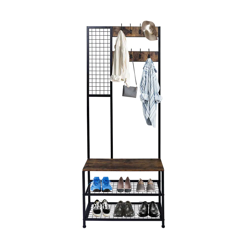 Photo 1 of 3 in 1 industrial coat rack, hall tree entryway shoe bench 