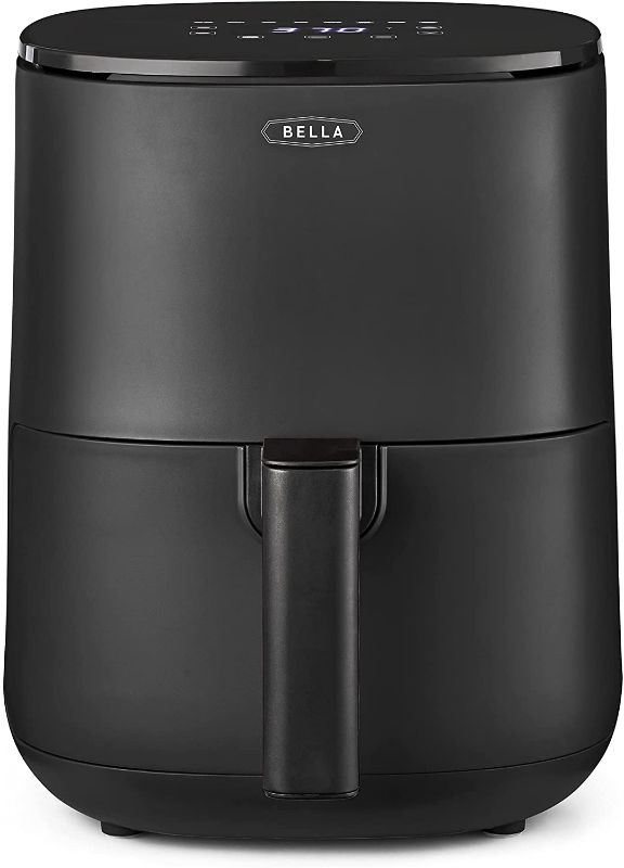 Photo 1 of BELLA 2.9QT Touchscreen Air Fryer, No Pre-Heat Needed, No-Oil Frying, Fast Healthy Evenly Cooked Meal Every Time, Dishwasher Safe Non Stick Pan and Crisping Tray for Easy Clean Up, Matte Black

