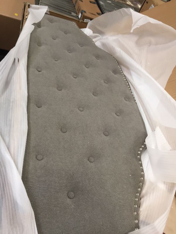 Photo 2 of Ball & Cast Fabric Upholstered Headboard Tufted Button, Queen Full Size Bed Adjusted Height 42-50 inch, Grey
