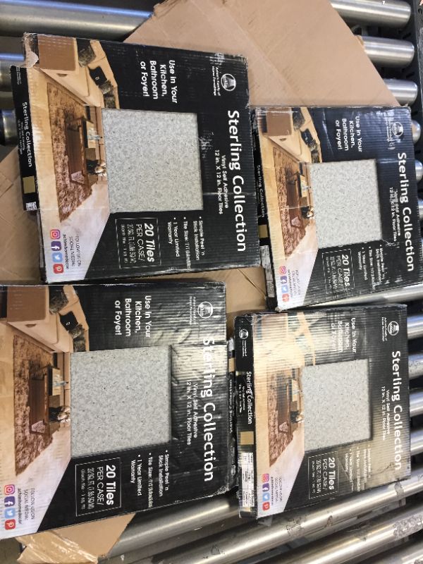 Photo 1 of 4 pack of Achim Sterling 12"x12" 1.2mm Peel & Stick Vinyl Floor Tiles 20 Tiles/20 Sq. Ft.