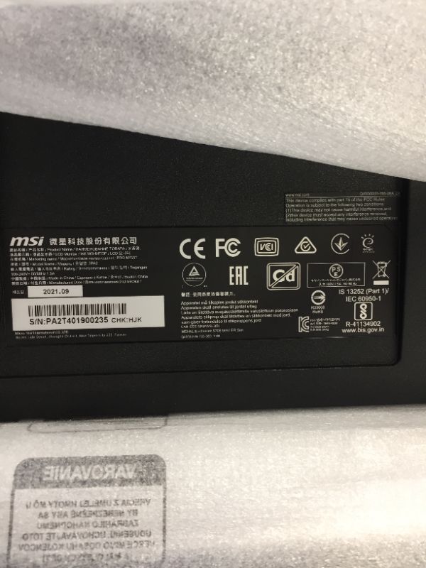Photo 1 of MSI 27” IPS FHD (1920 x 1080) Non-Glare with Super Narrow Bezel 75Hz 1ms 16:9 with Adjustable Stand