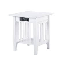 Photo 1 of Atlantic Furniture AH14212 Mission End Table with Charging Station, White