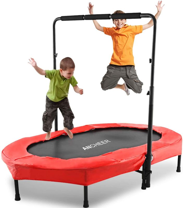 Photo 1 of ANCHEER Mini Rebounder Trampoline with Adjustable Handle for Two Kids, Parent-Child Trampoline
