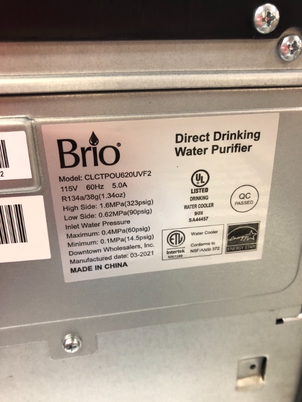 Photo 5 of Brio Self-Cleaning Countertop Bottleless Water Cooler Dispenser - with 2-Stage Water Filter and Installation Kit, Tri Temp Dispense, UV Cleaning - Black
