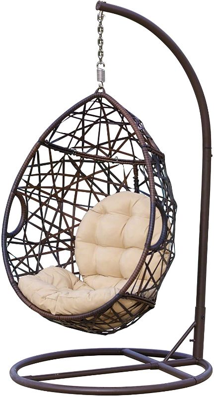 Photo 1 of Christopher Knight Home CKH Wicker Tear Drop Hanging Chair, BLACK - BASE ONLY 
