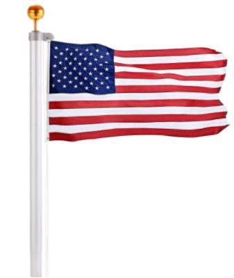 Photo 1 of 20 Feet Sectional Flag Pole Kit Aluminum Extra Thick Heavy Duty Outdoor with 3x5 Polyester American Flag and Golden Ball for Residential or Commercial Silver - damaged topper ball