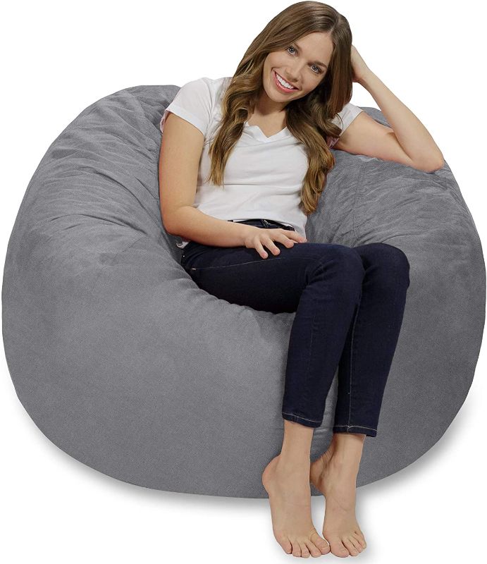 Photo 1 of Chill Sack Chair: Giant 4' Memory Foam Furniture Bean Bag Big Sofa with Soft Faux Cover, 4 Foot, Linen Gray
