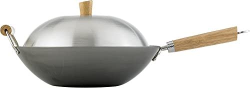 Photo 1 of  Helen’s Asian Kitchen Wok with Lid, Carbon Steel and Bamboo, 2-Piece 