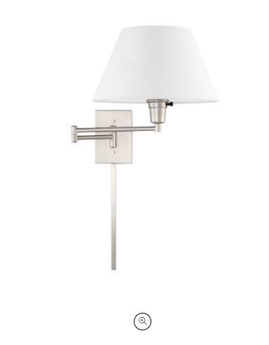 Photo 1 of  Revel Cambridge 13" Swing Arm Wall Lamp - Plug In/Wall Mount + White Fabric Shad