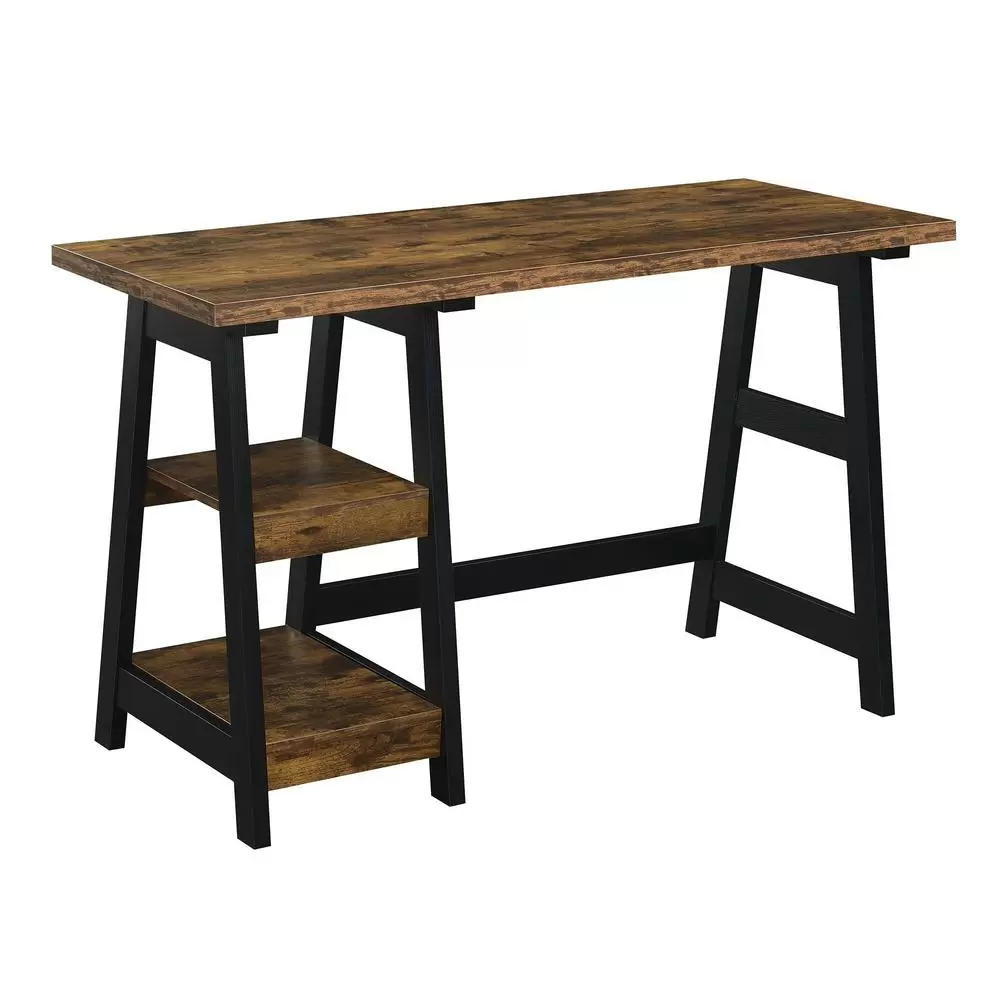 Photo 1 of  Convenience Concepts Designs2Go 47 in. W Rectangular Barnwood and Black Wood Wri