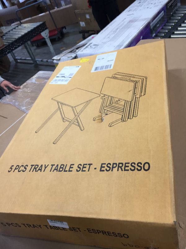 Photo 2 of 5-Piece Espresso Foldable Tray Table