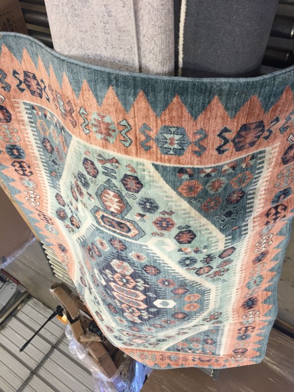 Photo 3 of 5'x7' Buttercup Diamond Vintage Persian Style Woven Rug Blue - Opalhouse