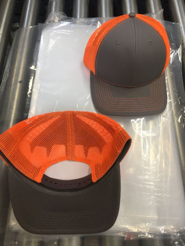 Photo 1 of 2 pack of modern trucker hats orange bright
