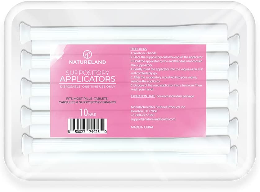 Photo 1 of [10 Pack] Natureland Vaginal Suppository Applicators for Women, Soft Tip Auxiliary Tool for Pills, Boric Acid, and pH Balance Tablet Suppositories, Individually Wrapped- 4 SETS