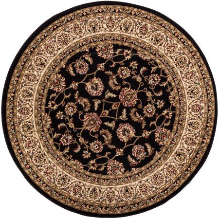 Photo 1 of Well Woven Barclay Sarouk Traditional Oriental Black 7'10" Round Area Rug

