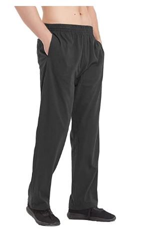 Photo 1 of Akula Men's Cotton Sweatpants Running Pants Yoga Open Bottom Athletic Sports Lounge Joggers Straight Leg with Pockets - BLACK - 
- SMALL 