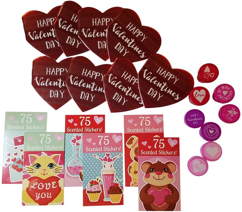 Photo 1 of Valentine Stampers (8) Bundle Six Booklets of 75 Scented Stickers and Eight Heart-Shaped Notepads
