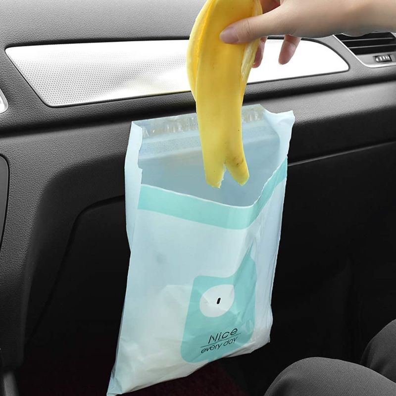 Photo 1 of FUG 15Pcs Easy Stick-On Disposable Car Trash Bags, Disposable Stick to Anywhere -Leak Proof Vomit Bag, Beautiful Kitchen Storage Bag, Watertight, Durable, Suitable for Cars, Kitchens, Bedrooms (Blue)
