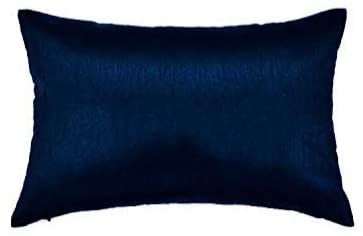 Photo 1 of Essencea 12x18 Inches Faux Silk Rectangle Throw Pillow Cover Solid Color Decorative Soft Shiny Pillowcase/Sham with Sturdy Hidden Zipper for Sofa | Bedroom | Living Room | Car (Navy Blue)
