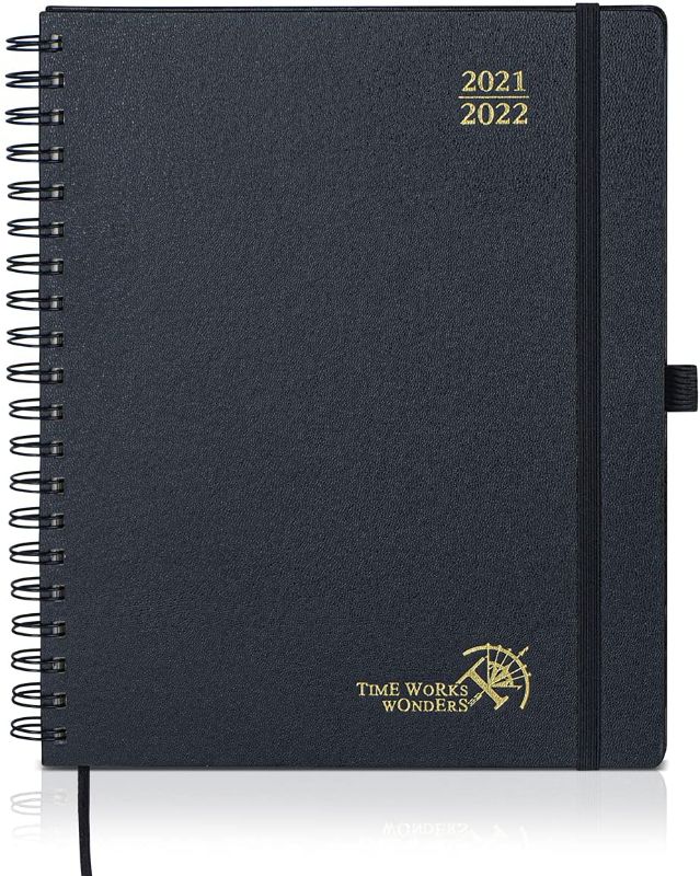 Photo 1 of Academic Planner 2021-2022 with Hourly Schedule & Vertical Weekly Layout - Agenda August 2021 - August 2022 with Monthly Calendar, Note & Contact Pages, Hardcover, 8.5" x 10.5", Black
