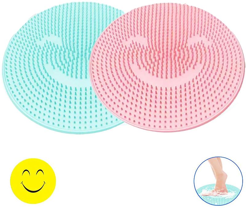 Photo 1 of Foot Bath Mat Scrubber,Silicone Lazy Wash Feet Bathroom Mat,Non-Slip Massage Pad for Bathroom Strong Suction Cup Floor Shower Mat - Soothes Tired Achy Clean Dead Skin
