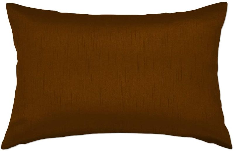 Photo 1 of Essencea 12x18 Inches Faux Silk Rectangle Throw Pillow Cover Solid Color Decorative Soft Shiny Pillowcase/Sham with Sturdy Hidden Zipper for Sofa | Bedroom | Living Room | Car (Chocolate)
