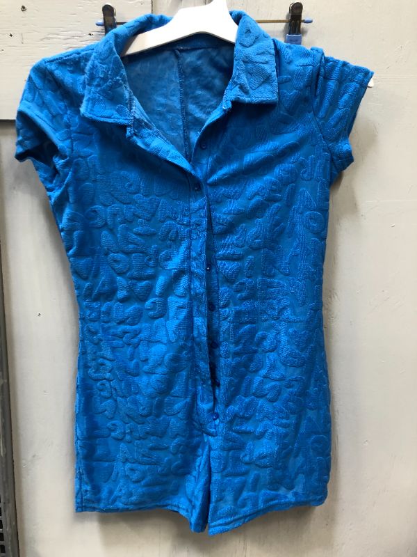 Photo 1 of Generic Brand blue terry letter romper-- Chinese Size L