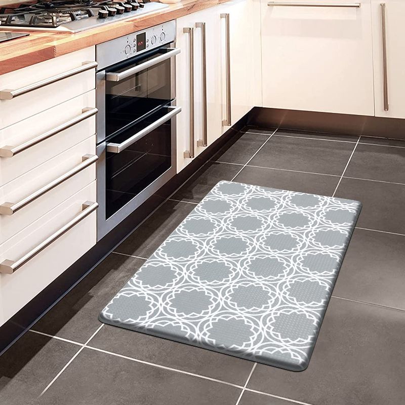 Photo 1 of AGELMAT Kitchen Mat, Anti Fatigue Rug 17"×30" Comfort Floor Cushioned Mat Anti-Slip Kitchen Rugs and Mats Waterproof Proof Memory Foam Ergonomic Throw Carpet for Standing Kitchen Office Laundry Gray
