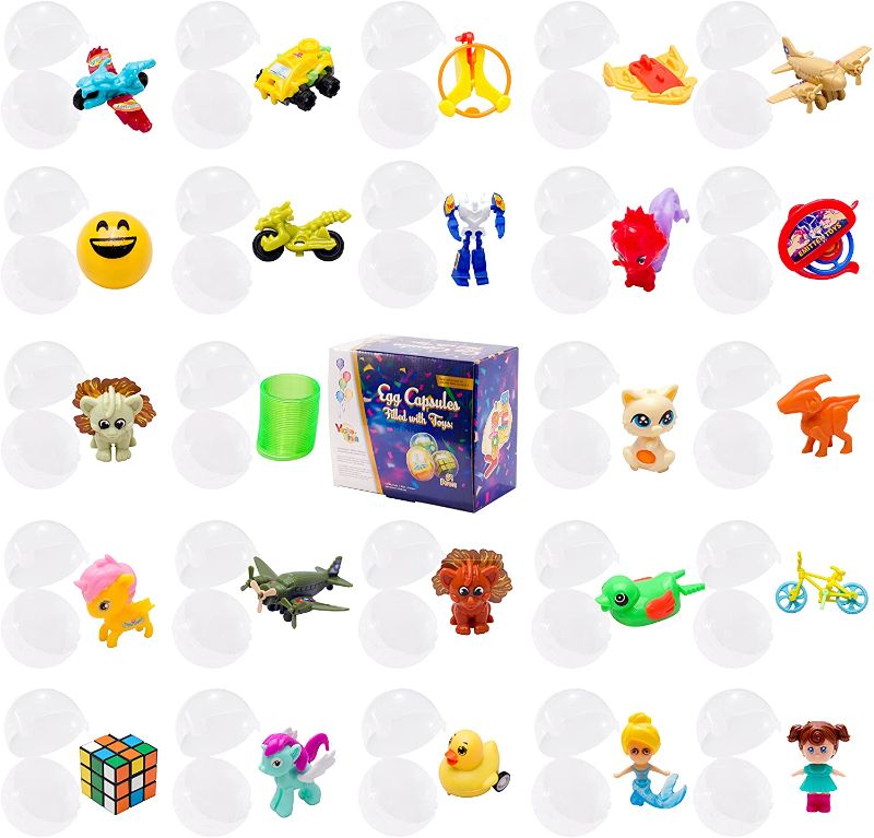 Photo 1 of Veche-Rinka 24 Pcs Egg Capsules Party Favor for Kids 4-8 8-12 Large Assortment Bundle Carnival Prizes Birthday Classroom Rewards Pinata Fillers Treasure Chest School Prize Box Toys Goodie Bag Fillers