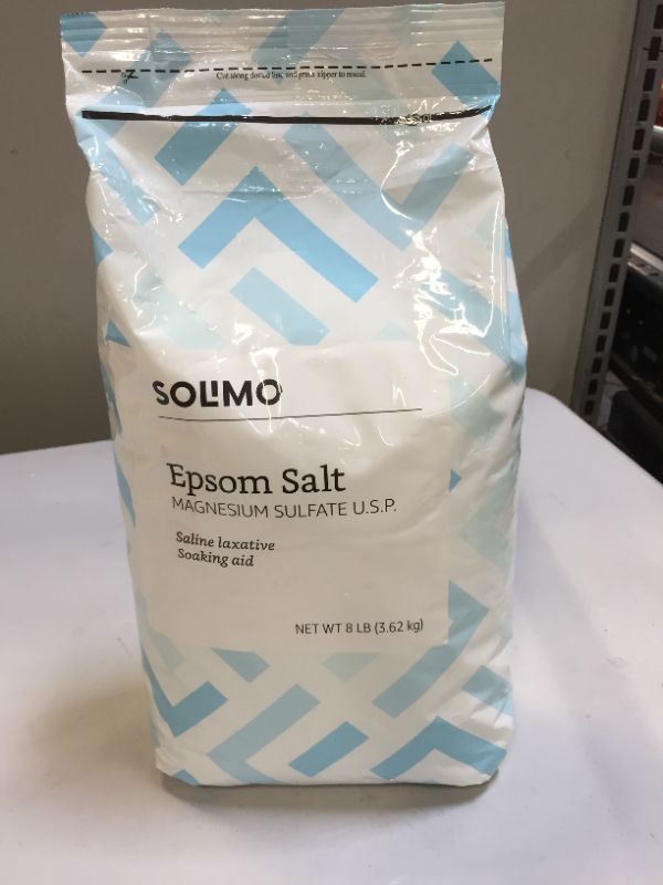 Photo 2 of Amazon Brand - Solimo Epsom Salt Soak, Magnesium Sulfate USP, 8 Pound 8 Pound (Pack of 1)