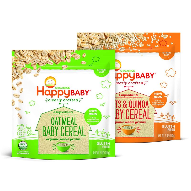 Photo 1 of Happy Baby Organics Cereal Variety Pack, Oatmeal, Oatmeal & Quinoa, 7 oz, Pack of 2  exp date date 023-+25-2022  03-10-2022