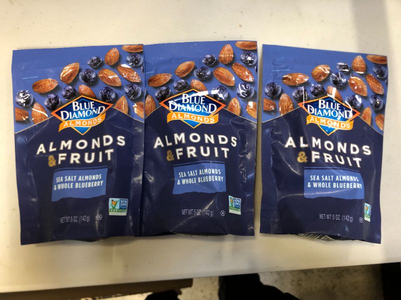 Photo 1 of 3 Blue Diamond Almonds & Fruit, Sea Salt Almonds & Whole Blueberry, 5 oz BB 22MAR2022
