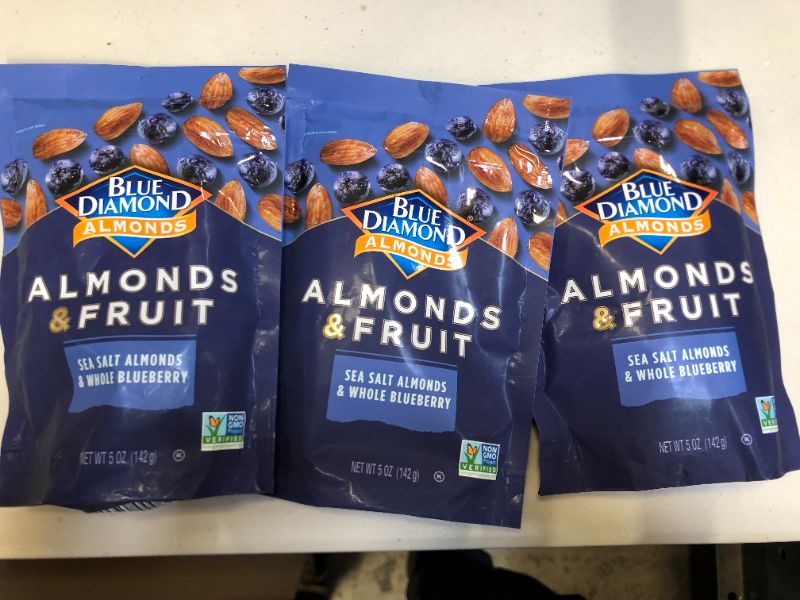 Photo 2 of 3 Blue Diamond Almonds & Fruit, Sea Salt Almonds & Whole Blueberry, 5 oz BB 22MAR2022
