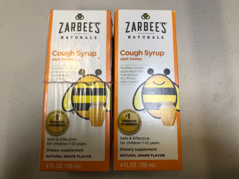 Photo 2 of 2 Zarbee's Naturals Children's Cough Syrup with Dark Honey, Natural Grape Flavor, 4 Ounce Bottle EXP 04/2022
