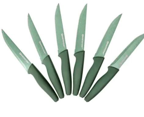 Photo 1 of 6-Piece High Grade Stainless Steel Serrated Edge Tang Nutri Blade 5 in. Steak Knives
