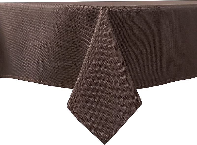 Photo 1 of Biscaynebay Textured Fabric Tablecloths 70 X 120 Inches Rectangular, Brown Water Resistant Tablecloths for Dining, Kitchen, Wedding and Parties etc. Machine Washable
