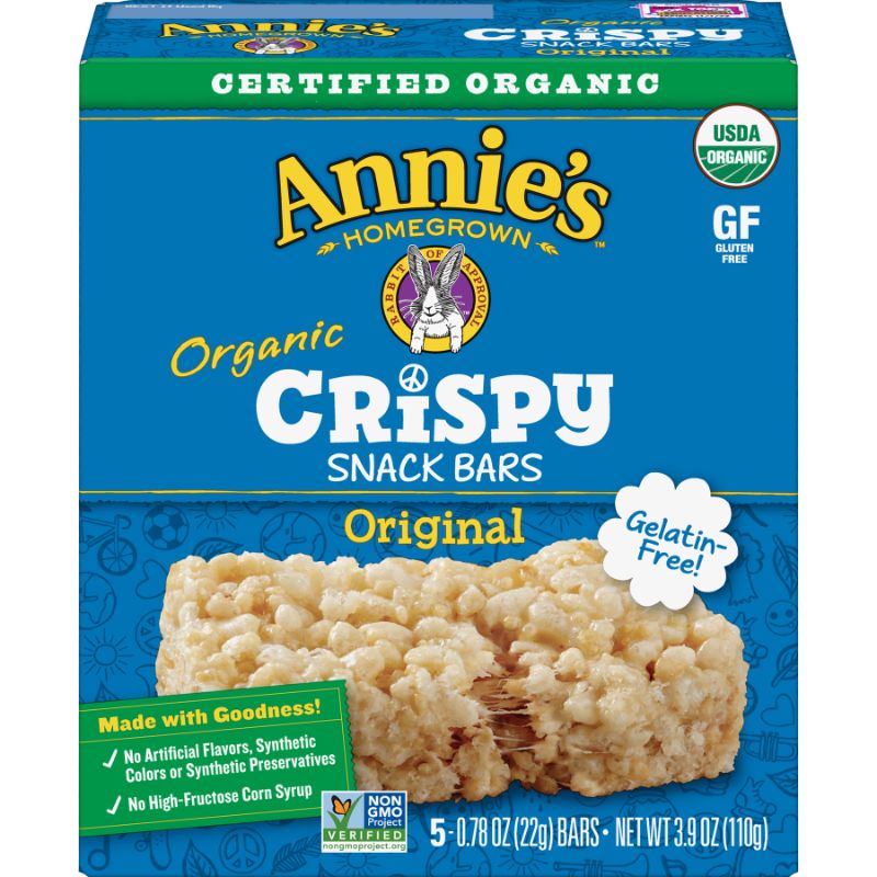 Photo 1 of Annie's Organic Original Crispy Snack Bars, Gluten Free, 3.9 Oz, 5 Ct
4 pack 
exp jan 20 2022, dec 30/2021