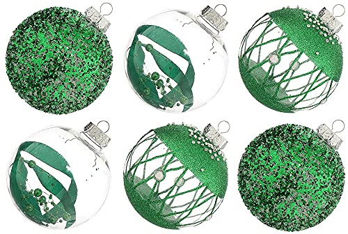 Photo 1 of XmasExp Christmas Ball Ornaments Set-100mm/3.94" Green Large Shatterproof Clear Glitter Pastic Christmas Ball Ornaments Xmas Tree Decoration Delicate
